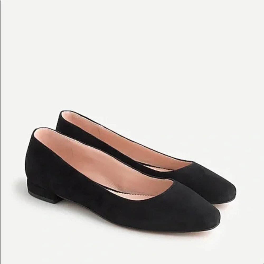 NEW J. Crew Carolyn Suede Classic skimmer flats in black suede leather 6.5 NWB